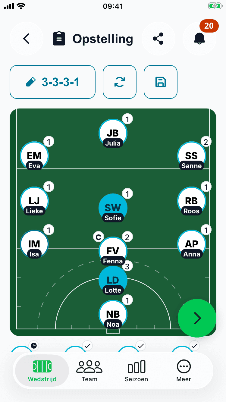 Het opstellingsscherm van de app